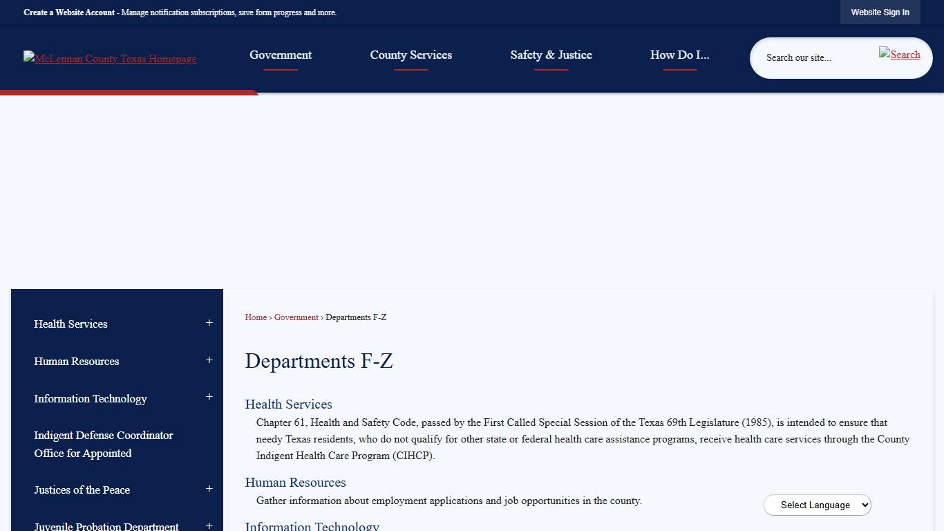 Departments F-Z McLennan County, TX